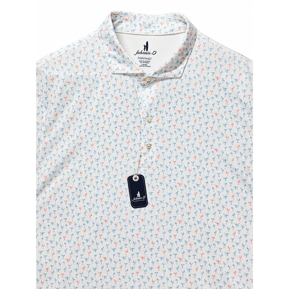 Johnnie-O Pin Up Featherweight Performance Polo Shirt Men's L White Stretch NWT